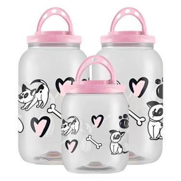 Imagem de Kit Porta Ração 3 Potes com Alça 3,6LT 1,7LT Multiuso Container - - Ba