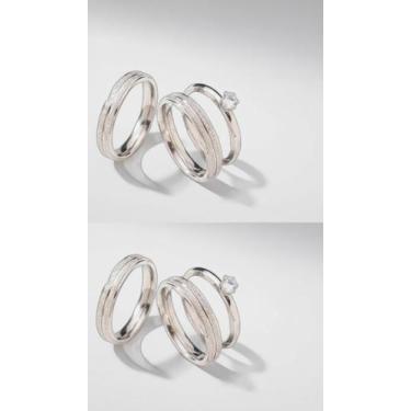 Imagem de Par Alianças Finas Aço Inox Diamantado 4mm - Congratulations Store