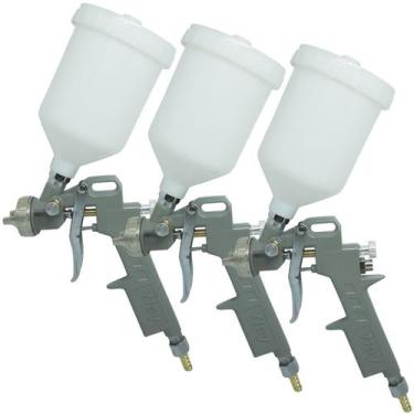 Imagem de Kit 3 Pistolas Pintura Gravidade Convencional Profissional 3 Bicos 1,2
