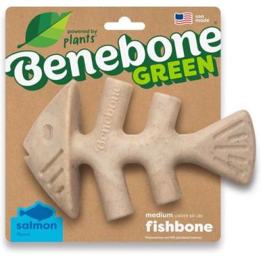 Imagem de Mordedor Benebone Green Fishbone Bacon Brinquedo de Mastigar Para Cães