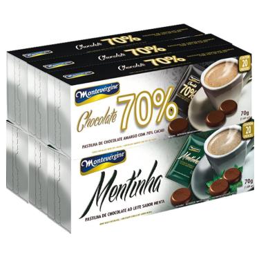 Imagem de Kit 120 Pastilhas De Chocolate Montevérgine Menta 70% Cacau