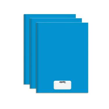 Imagem de Caderno Brochura Capa Dura Azul 96 Folhas Kit 3 - Redomma