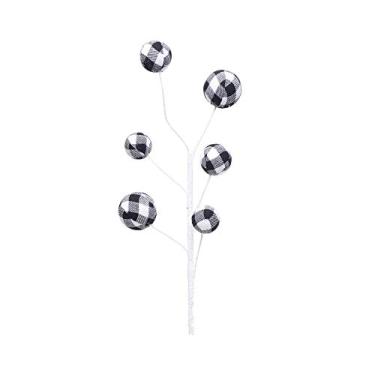 Imagem de Galho Decorativo 75 cm com Bolas Cromus, TREND BUFFALO, Branco/Preto