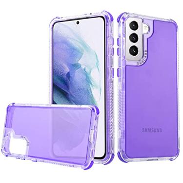 Imagem de 3 em 1 capa de telefone à prova de choque para samsung galaxy s21 ultra a72 a52 a32 a71 a51 a31 a21s a12 a20 a30 cor doce capa transparente, roxo claro, para samsung a10s