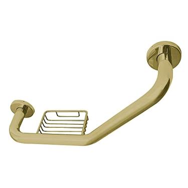 Imagem de Kingston Brass GBS141012CS7 Meridian 25,4 x 30,5 cm Barra angular de apoio com suporte de sabonete, latão escovado