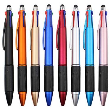 Imagem de MiSiBao Caneta Stylus para tela sensível ao toque, 4 cores em uma, canetas esferográficas multicoloridas, preta, ponta média para iPad (1,0 mm), pacote com 8