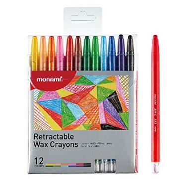 Imagem de MONAMI Giz de cera retrátil, gizes de cera giratórios, cores sortidas, pacote com 12