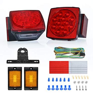 Imagem de Nilight Kit de luz de reboque LED quadrada, 2 peças, baixo perfil, submersível, IP68, luz de licença para marcador lateral de 12 V, utilitário, barco, trailer, caminhões, motos de neve marítimos