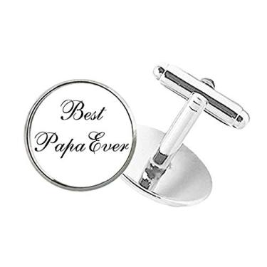 Imagem de DIYthinker Best Papa Ever abotoaduras com botão redondo e clipe