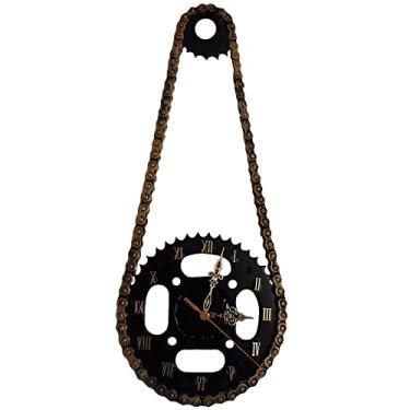Imagem de Relógio de Parede Moto Corrente e Coroa em Aço Decorativo Black Gold