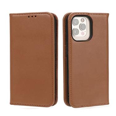 Imagem de GSYH Capa carteira para iPhone 13 Mini/13/13 Pro/13 Pro Max, capa flip de couro PU magnético com proteção TPU à prova de choque interna slot para cartão, marrom, 13 15,5 cm