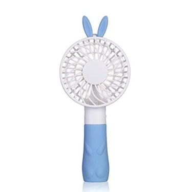 Imagem de HiXB Ventilador USB silencioso portátil ajuste de 2 velocidades para escritório externo em casa crianças, azul