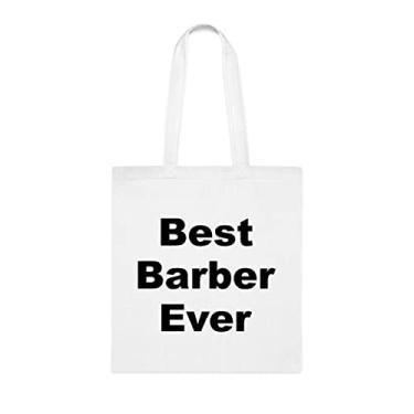 Imagem de Sacola de barbeiro, Best Barber Ever Bag, presente de barbeiro, presente para barbeiro, bolsa de ombro barbeiro, bolsas reutilizáveis, ideia de de Natal, Branco