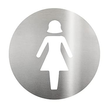 Imagem de Placa De Sinalização | Banheiro Feminino - Aço inox 430 Escovado, diametro 15 cm - BIOVIS