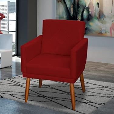 Imagem de Poltrona Decorativa Para Sala Beatriz Com Base Cadeira Reforçada Para Sala De Espera Consultório Escritório Recepção Manicure Sala De Estar Suede Cores Pé Castanho - Clique & Decore (Bordô)