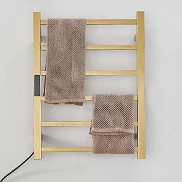 Imagem de Toalheiro elétrico de temperatura constante inteligente toalheiro elétrico de fibra de carbono aquecimento elétrico cronometrado B&B hotel casa banheiro, ouro