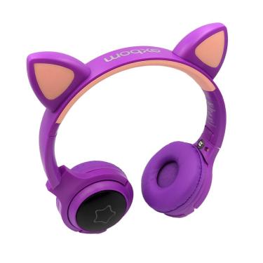 Imagem de Fone De Ouvido Redução De Ruído Orelha Gato Roxo - Booglee