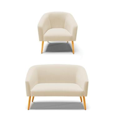 Imagem de Kit 01 Namoradeira 02 Lugares E 01 Poltrona A19 Bege