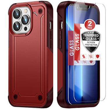 Imagem de Capa para Iphone 13 Pro (6.1)(2 protetores de tela de vidro temperado), Iphone 13 Pro (6.1) (vermelho)