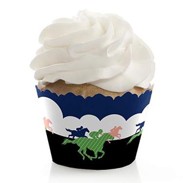 Imagem de Kentucky Horse Derby - Decorações de festa de corrida de cavalos - Embalagens de cupcake de festa - Conjunto de 12