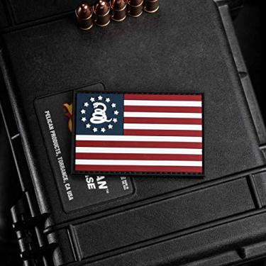 Imagem de NEO Tactical Gear Betsy Ross Bandeira dos EUA Don't Tread On Me Adesivo de borracha de PVC - Patch Crossfit - Gancho com suporte de fixação que pode ser costurado