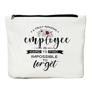 Imagem de Presentes de agradecimento aos funcionários, presentes para funcionários, de funcionários, presentes de de novo empregado, presentes de agradecimento, presentes de aposentadoria para funcionários, colegas de trabalho - incrível empregado é difícil de encontrar bolsa de maquiagem, Branco, G