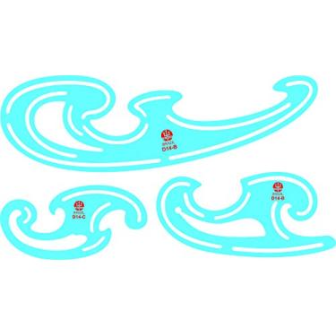 Imagem de Gabarito Jogos de Curvas Francesas Curvas Burmester, com 3 Peças D-14, Trident, Acrílico Azulado