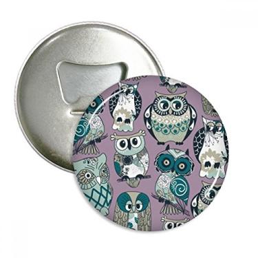 Imagem de Imã de geladeira com listras de flores e coruja abridor de garrafas