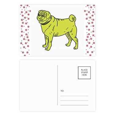 Imagem de Cartão postal com ilustração de cachorro de desenho animado amarelo Natal flor celebração cartão postal de bênção