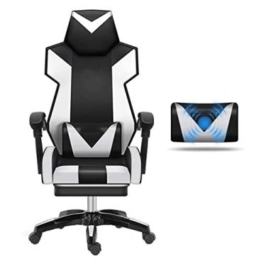 Imagem de cadeira de escritório Cadeira E-sports Cadeira giratória Cadeira de videogame Cadeira ergonômica para computador Elevador de braço com apoio para os pés Cadeira de escritório reclinável (cor: preto