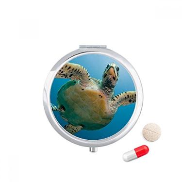 Imagem de Estojo de comprimidos, bolso para viagem, tartaruga, ciência, imagem da natureza, porta-comprimidos, caixa de armazenamento de medicamentos, dispensador de espelho, presente