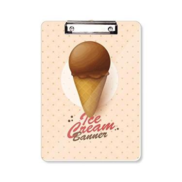 Imagem de Placa de suporte para pasta de sorvete marrom chocolate com cones A4