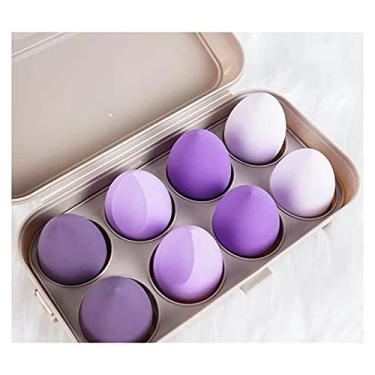 Imagem de 8 pacotes maquiagem esponja liquidificador em forma ovo base mistura 360°esponja beleza conjunto creme líquido Esponja de Maquiagem Blending Gota Chanfrada Facial de Limpeza