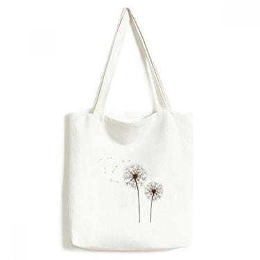 Imagem de Bolsa de lona com flor dente-de-leão bolsa de compras casual