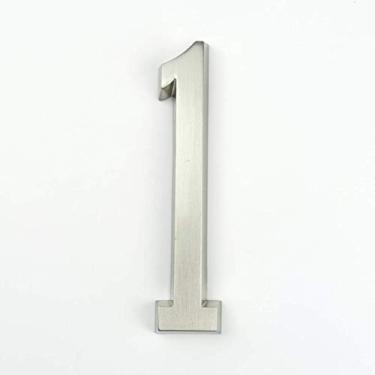 Imagem de Números e letras das casas Adesivo 4"101 mm de altura Número da casa Número da porta Dígitos do número da porta Liga de zinco Cetim Níquel Sinal de endereço da caixa de correio