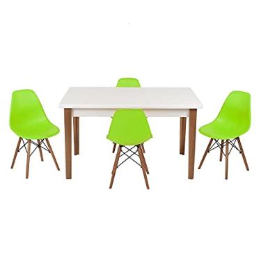 Imagem de Conjunto Mesa de Jantar Luiza 135cm Branca com 4 Cadeiras Eames Eiffel - Verde