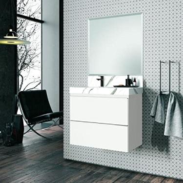 Imagem de Conjunto para Banheiro 1 Espelho Bisotê 1 Gabinete 1 Lavatório com Cuba Blu Lavatórios Bumi Calacata/branco