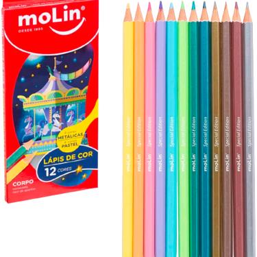 Imagem de Lápis de cor 6 tons Pastel e 6 cores Metálicas Molin