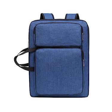 Imagem de Prancheta de desenho de artista Bolsa de portfólio de arte profissional portátil Bolsa de bolsa de ombro para materiais de arte Materiais de pintura, Azul