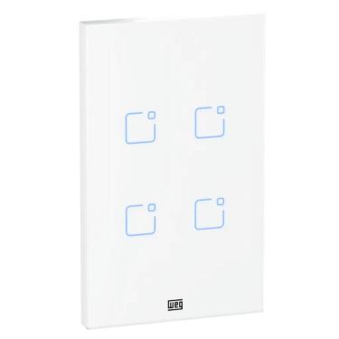 Imagem de Interruptor Touch Inteligente 4 Botoes WI-FI 10A + RF com Placa 4X2 WEG Home Branco