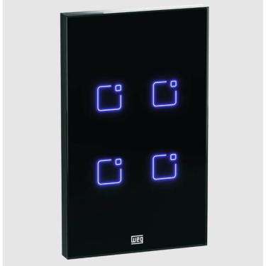 Imagem de Interruptor Touch Inteligente 4 Botoes WI-FI 10A + RF com Placa 4X2 WEG Home Preto.