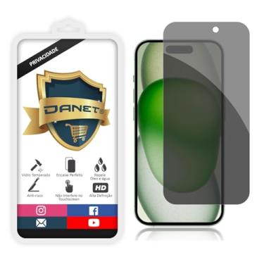 Imagem de Pel�cula De Privacidade Vidro Temperado Para iPhone 15, 15 Plus, 15 Pro, 15 Pro Max Polegadas - Prote��o Anti Impacto E Curioso Top Spy Premium - Danet (iPhone 15 Plus (6.7"))