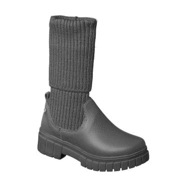 Imagem de Bota Cano Alto Infantil Feminina Ortopé Glam Boot Plus Tecido Preta