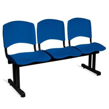 Imagem de Longarina Plástica 3 Lugares A/E Azul Lara - Shop Cadeiras