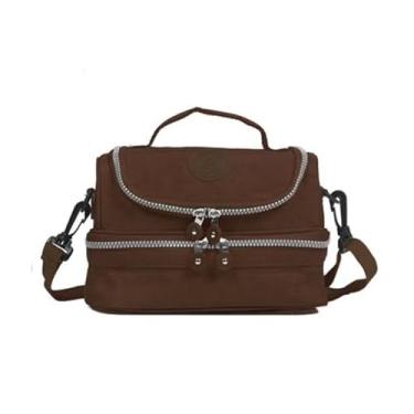 Imagem de Bolsa Lancheira N?cessaire T?rmica Marmita Viagem 2 Aberturas Unissex (Marrom)