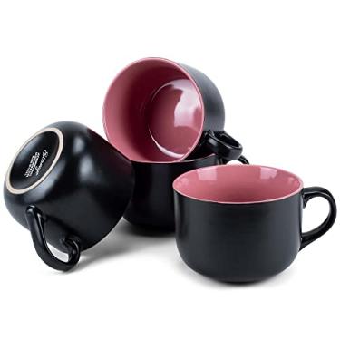 Imagem de Elanze Designs Conjunto de 4 canecas pop coloridas GG de 680 g - Perfeito para café, cereal, sopa, salada ou tigela de sorvete, grande, canecas extragrande, rosa