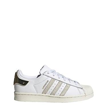 Imagem de adidas Superstar Tênis feminino, branco, tamanho 36, Branco nuvem/branco fora/branco cristal, 36