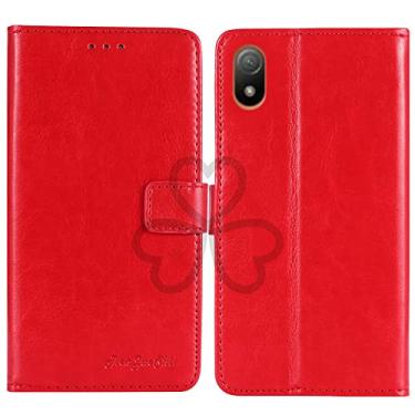 Imagem de TienJueShi Suporte de livro vermelho retrô protetor de couro TPU capa de silicone para Sony Xperia Ace 3 III 5,5 polegadas capa de gel carteira etui