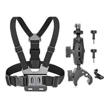 Imagem de Fotoleey Suporte de bicicleta para câmera Insta360 X5- Suporte de alça de peito para Insta360 X4 - Braçadeira de guidão para GoPro Hero 12/11/10, Ace Pro, Ace