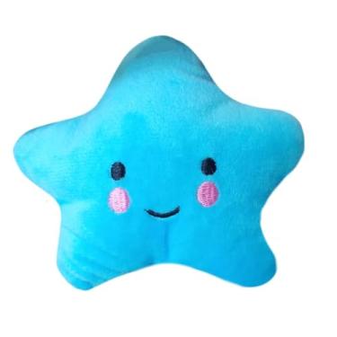 Imagem de Brinquedo De Pelúcia Pequeno Para Cães Pet Premium Cenoura Banana Melancia Laranja Morango Pirulito Donuts Pimenta Estrela Nuvem Coxa Beringela Nuvem Divertida (Estrela Azul)